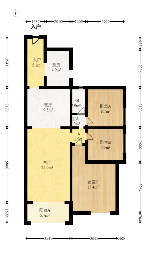 南城印象 3室2厅1卫 96.0万 南城印象 3室2厅1卫 96.0万户型图