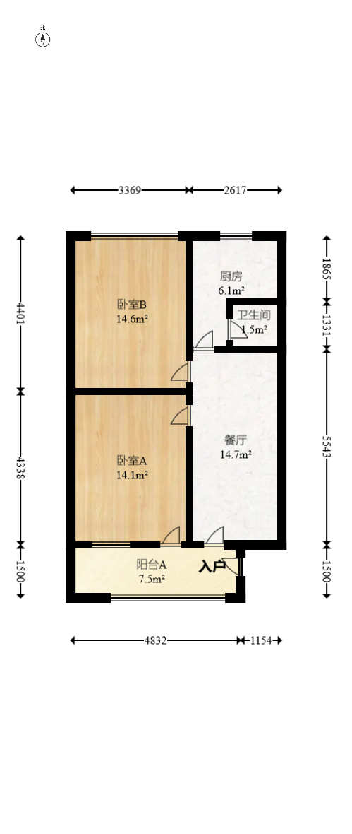 高正街税务局宿舍 2室1厅1卫 43.0万 高正街税务局宿舍 2室1厅1卫 43.0万户型图