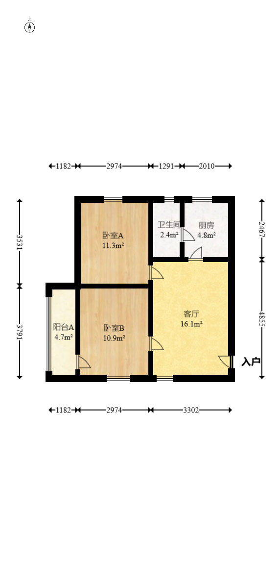 红旗社区  2室1厅1卫   35.80万室内图1
