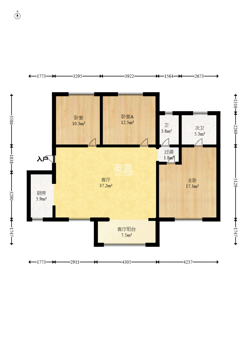 金科时代中心  3室2厅2卫   100.80万