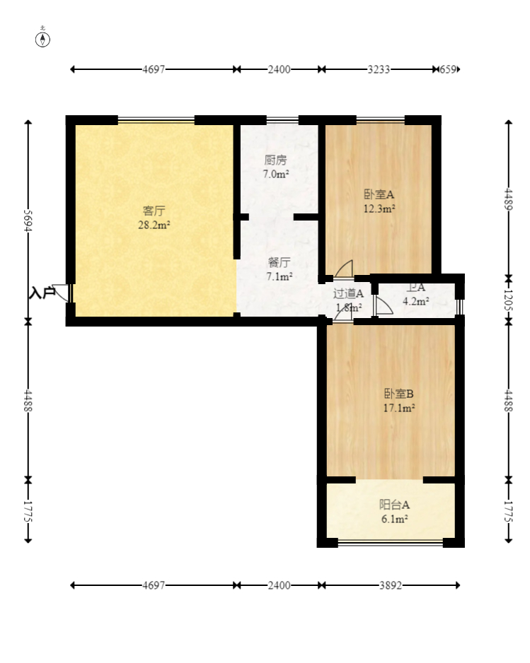 世纪桃花苑 2室1厅1卫 60.0万 世纪桃花苑 2室1厅1卫 60.0万户型图