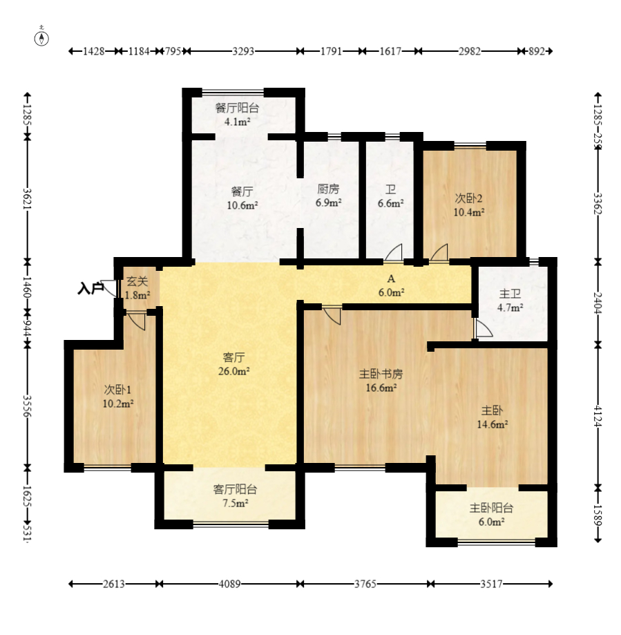 幸福考拉789  4室2厅2卫   124.50万室内图1