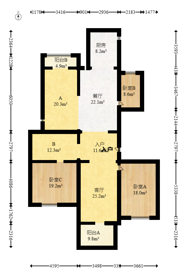 鑫苑木莲世家  4室2厅2卫   298.00万室内图1