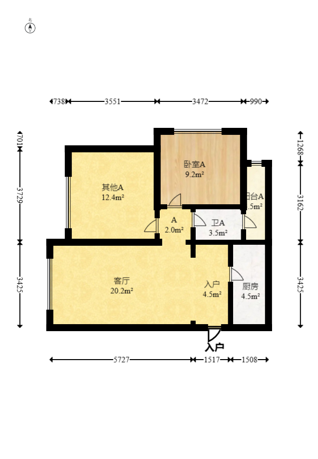 长房半岛蓝湾（观山月）  2室2厅1卫   57.00万室内图1