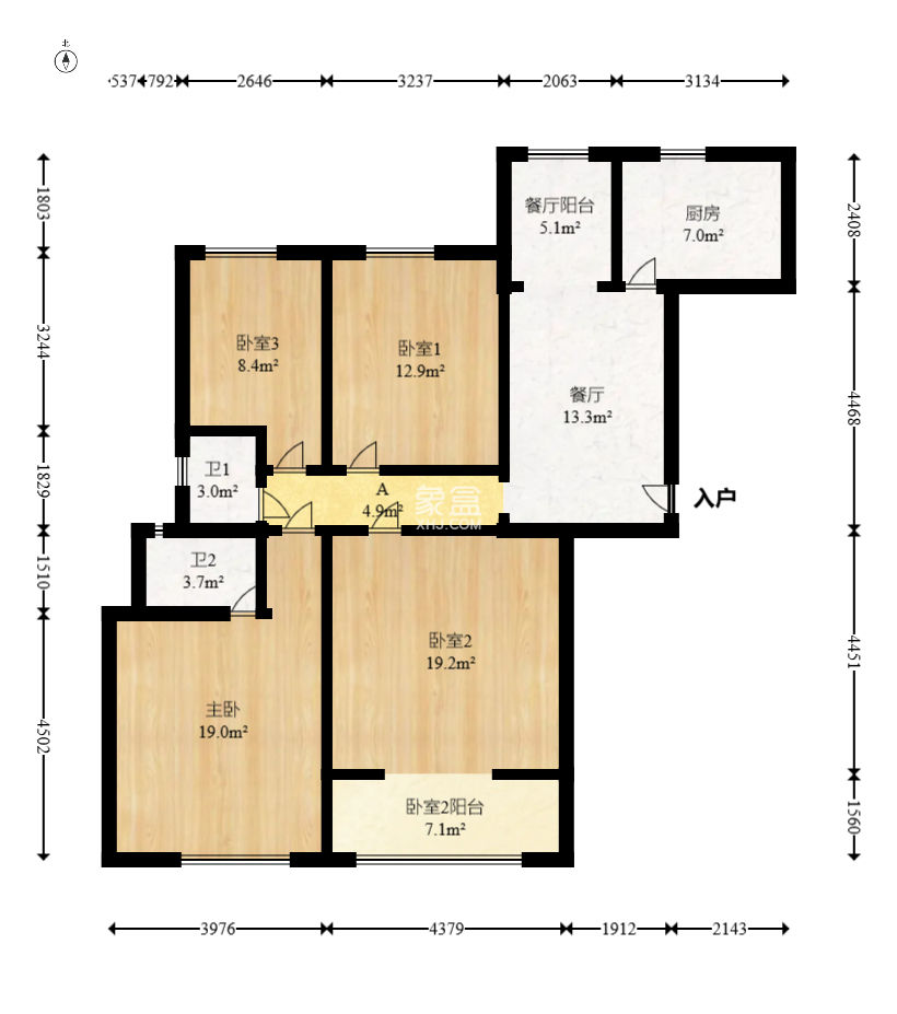 彩都公寓  3室2厅1卫   75.80万