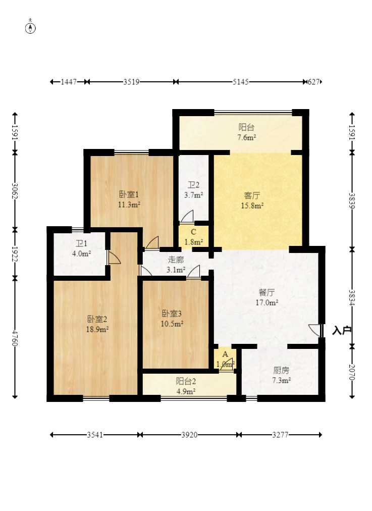 鑫天山水洲城 3室2厅2卫 100.0万 鑫天山水洲城 3室2厅2卫 100.0万户型图