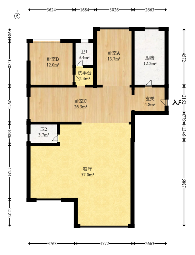 建投象山国际  4室2厅2卫   145.00万室内图1