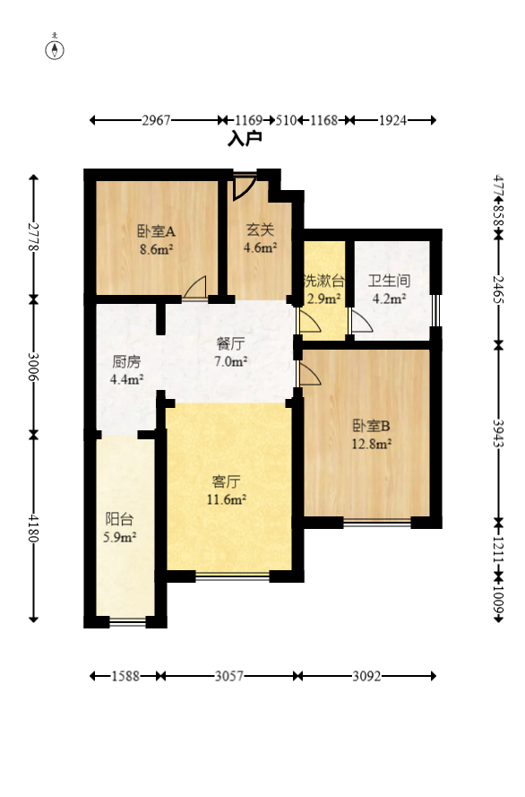绿地公馆(绿地名邸) 2室1厅1卫 68.8万 绿地公馆(绿地名邸) 2室1厅1卫 68.8万户型图