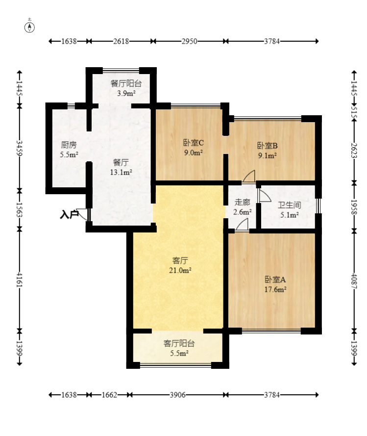 中建芙蓉嘉苑  3室2厅1卫   120.00万室内图1