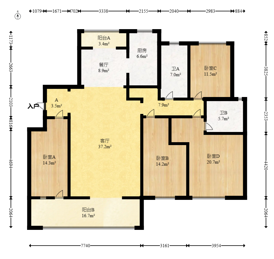 和美星城  4室2厅2卫    106.0万 和美星城  4室2厅2卫    106.0万户型图