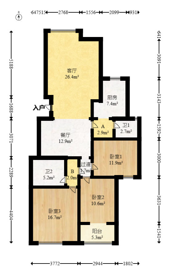 新世纪家园  3室2厅2卫   100.00万