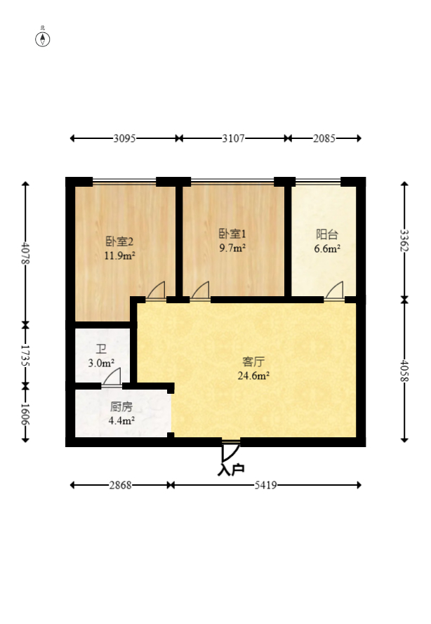 才子嘉都  2室1厅1卫    46.8万 才子嘉都  2室1厅1卫    46.8万户型图