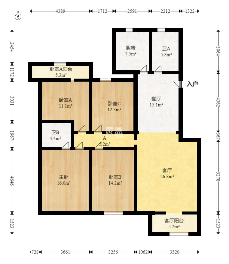 湘许嘉园  4室2厅2卫    108.0万