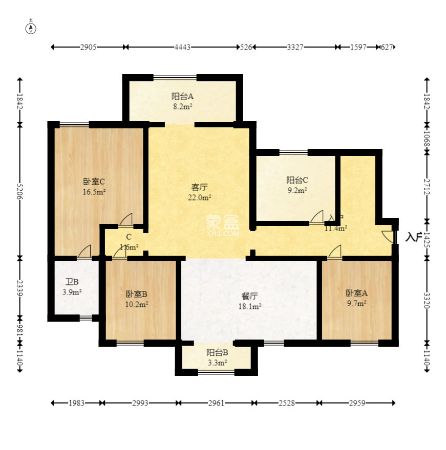 会展三润城  4室2厅2卫   96.00万