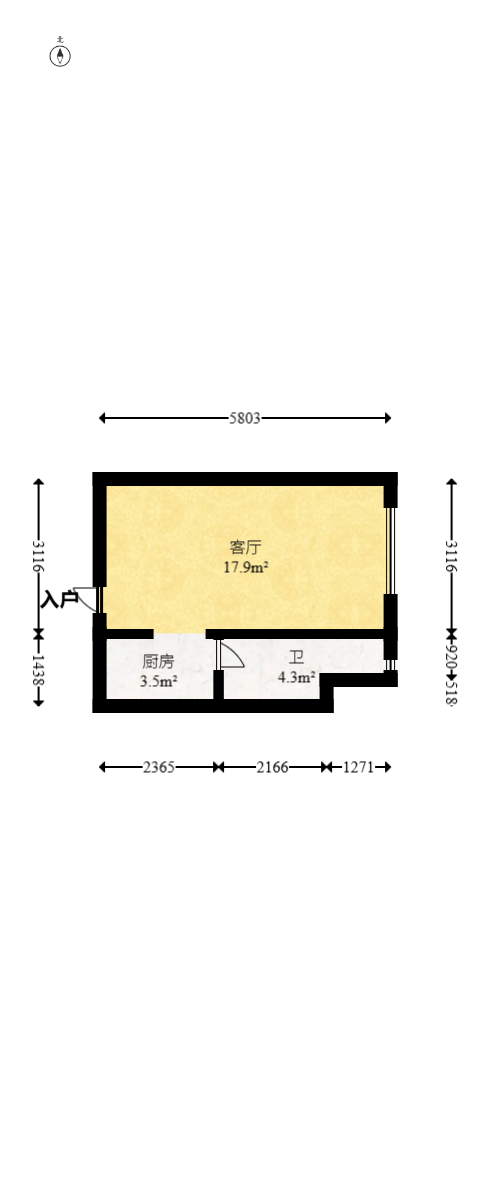 铂宫  1室1厅1卫   31.00万室内图1