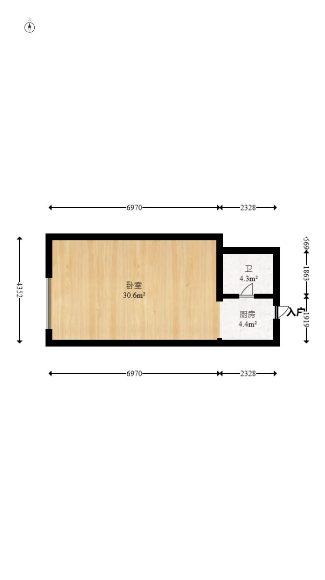 奥克斯缔壹城  1室1厅1卫    40.0万室内图1