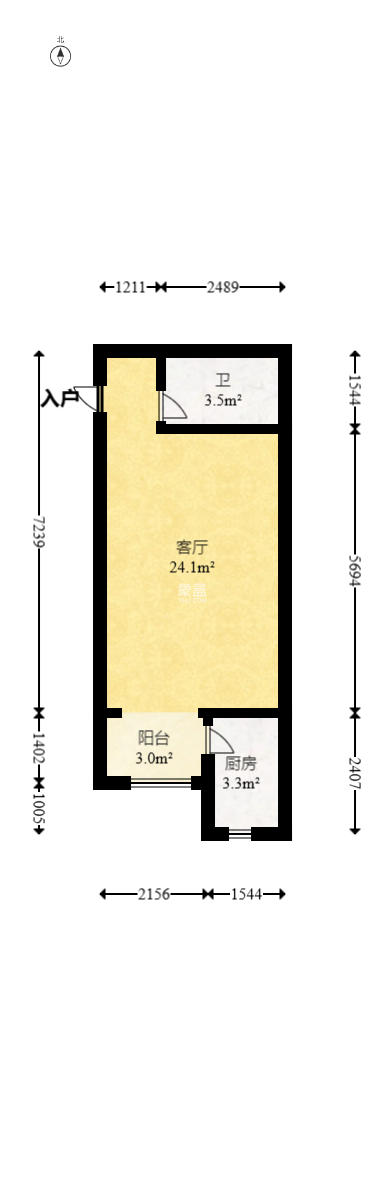 西子湖畔沃府 1室1厅1卫 28.0万 西子湖畔沃府 1室1厅1卫 28.0万户型图