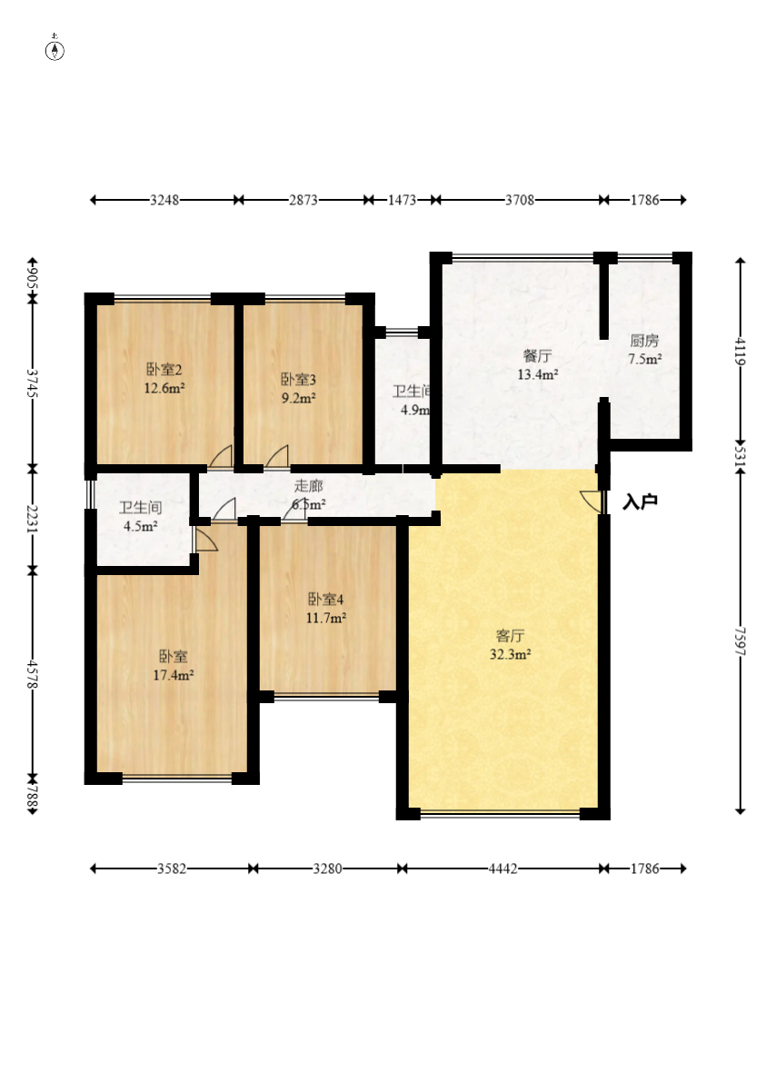 旭辉汇樾城 3室2厅2卫 145.0万 旭辉汇樾城 3室2厅2卫 145.0万户型图