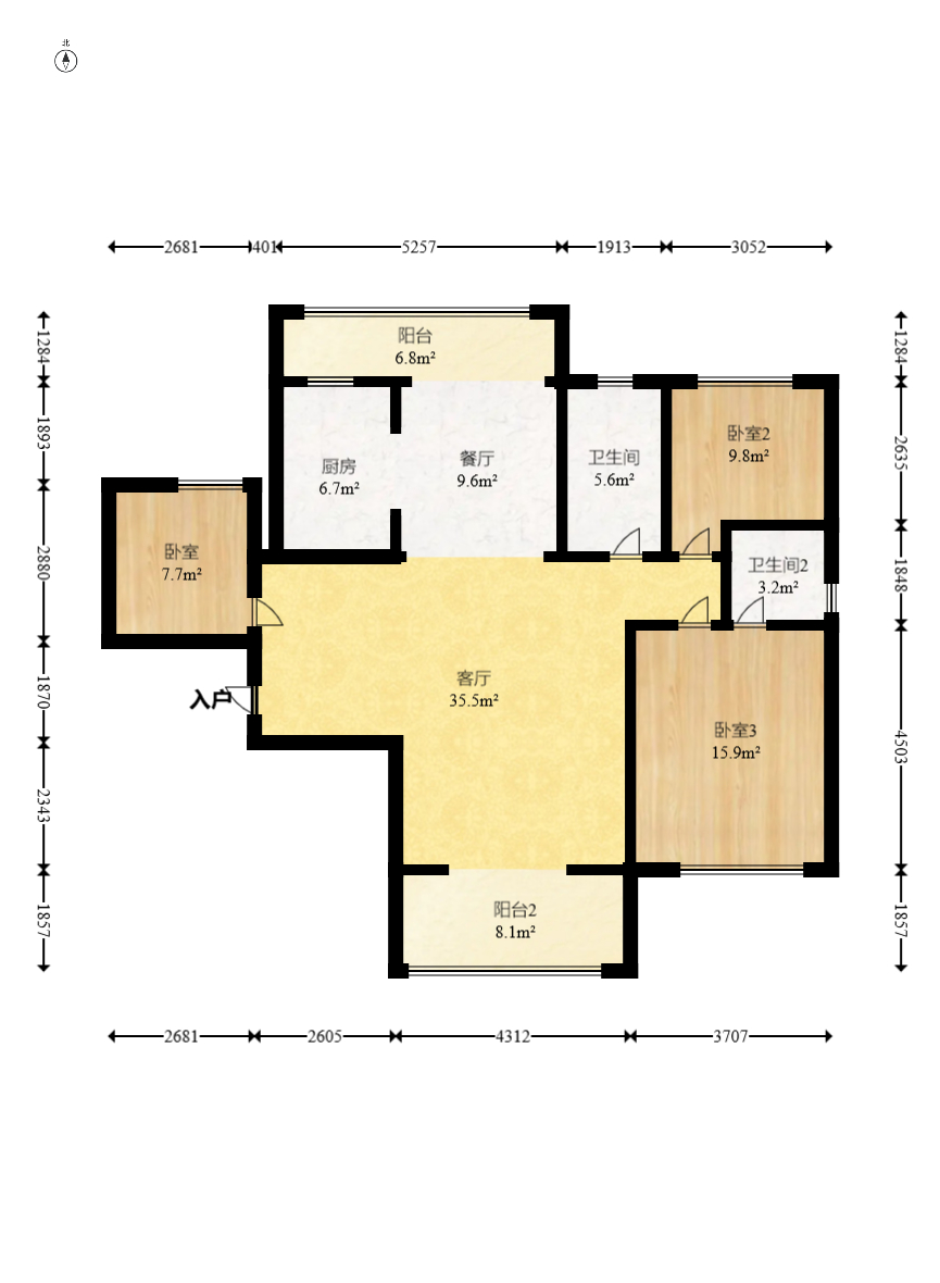 中交中央公园D4区  3室2厅2卫   118.00万室内图1