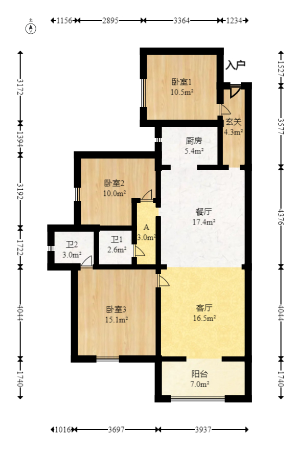 金湘苑(星澜之悦)  3室2厅2卫    69.0万 金湘苑(星澜之悦)  3室2厅2卫    69.0万户型图