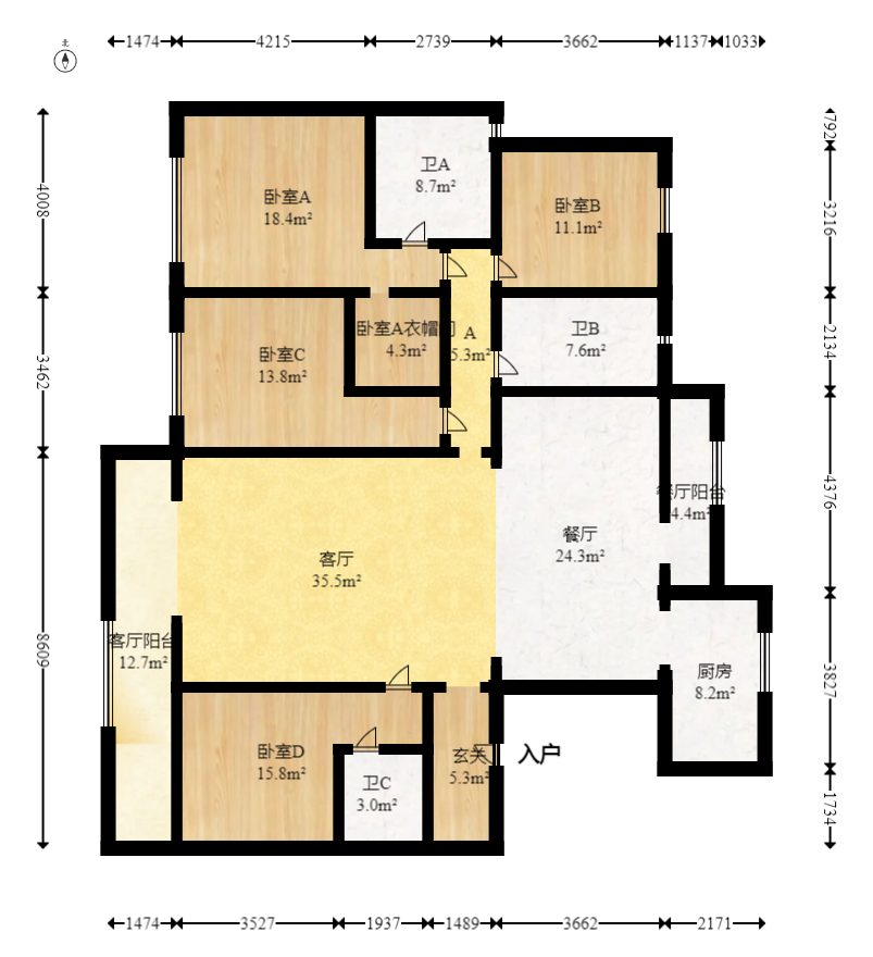 正荣滨江紫阙台  4室2厅3卫    479.94万室内图1