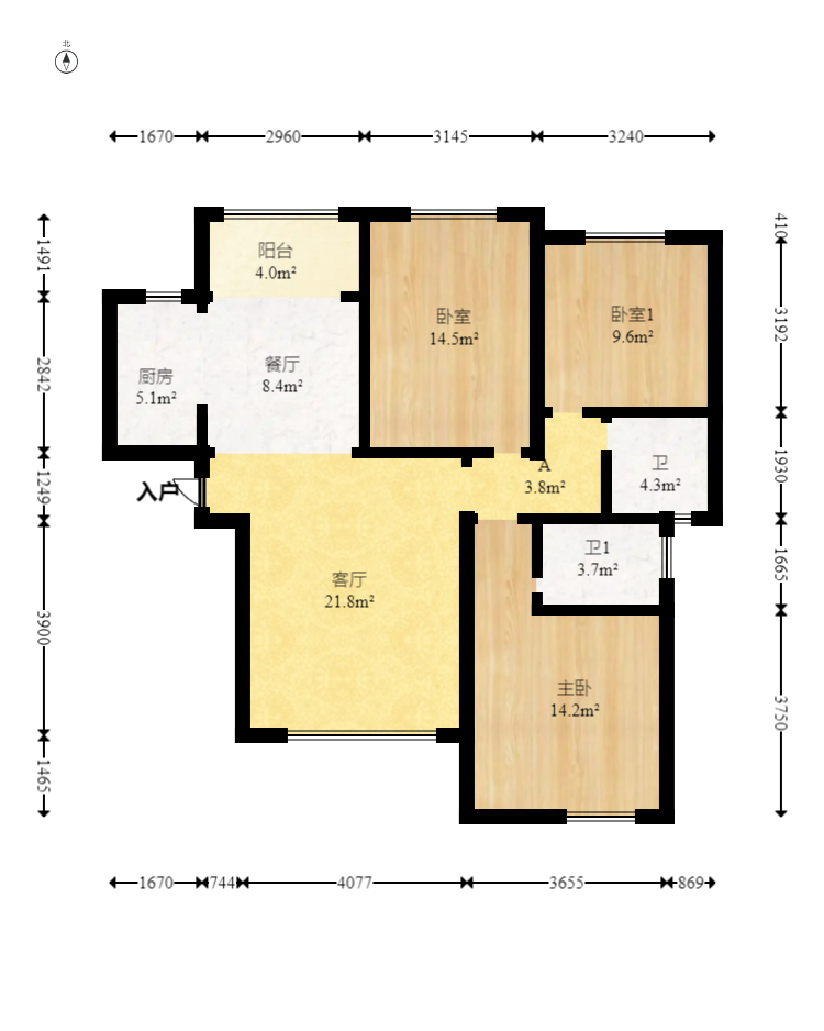 星雅美辰 3室2厅2卫 85.0万 星雅美辰 3室2厅2卫 85.0万户型图
