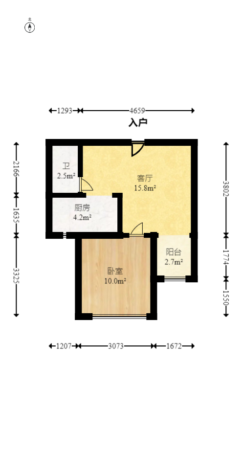 荣悦台  1室1厅1卫   56.00万室内图1