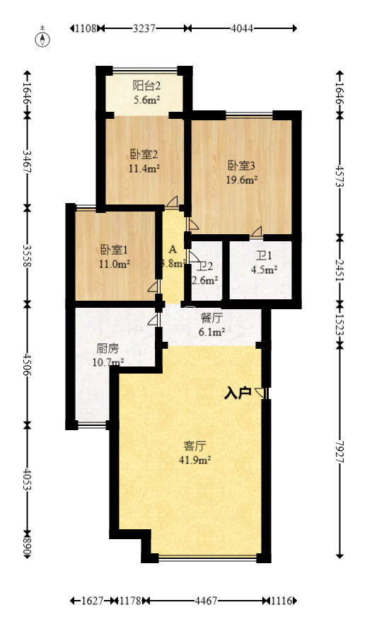 海华嘉园  3室2厅2卫   108.00万