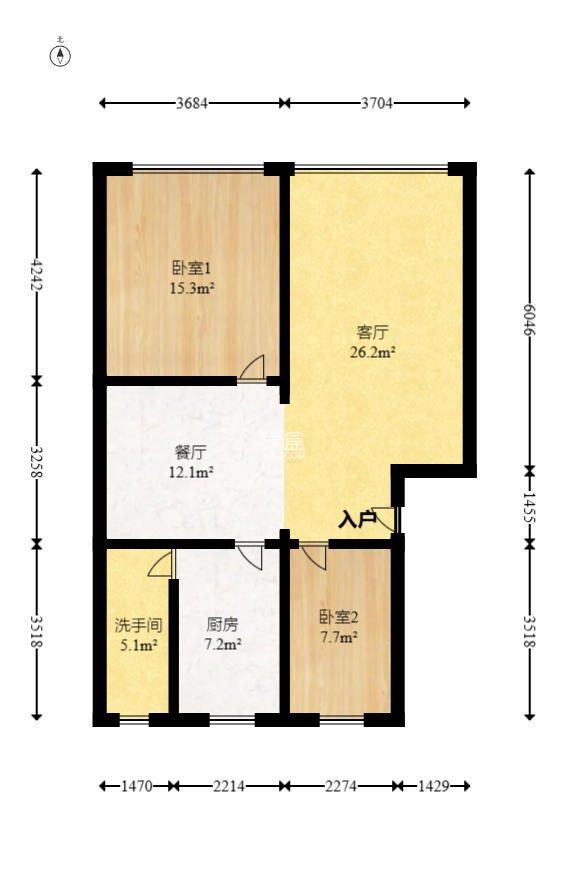 长鑫美树园 2室2厅1卫 64.8万 长鑫美树园 2室2厅1卫 64.8万户型图