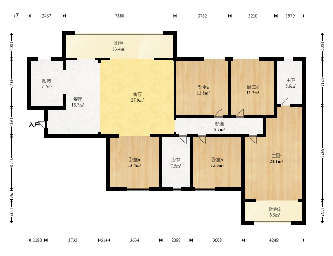 中粮鸿云 4室2厅2卫 95.0万 中粮鸿云 4室2厅2卫 95.0万户型图