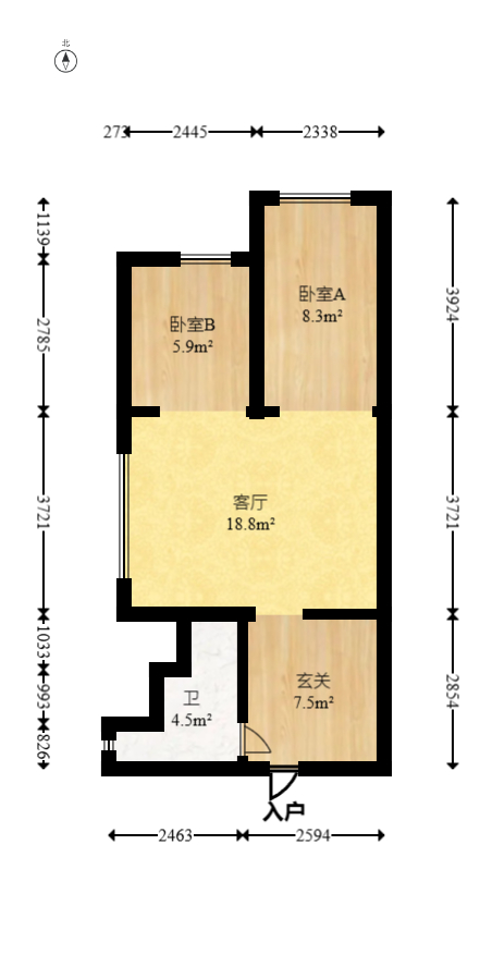 YO领域（领御大厦）  1室1厅0卫   46.60万室内图1