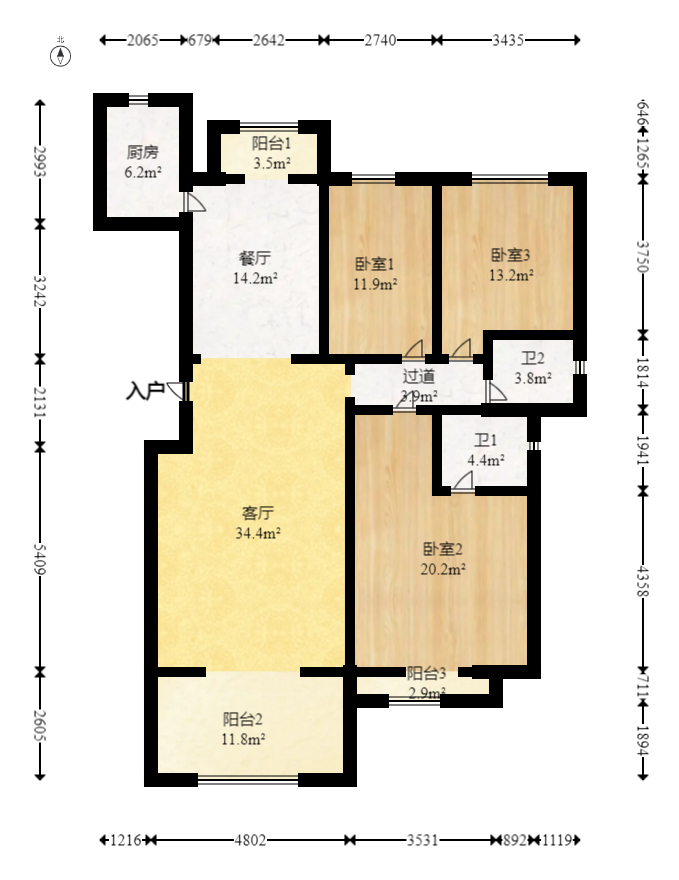 长沙玫瑰园 3室2厅2卫 100.0万 长沙玫瑰园 3室2厅2卫 100.0万户型图