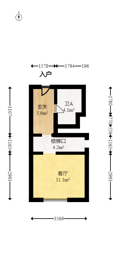 龙湖铂金岛  2室1厅1卫   43.00万室内图1
