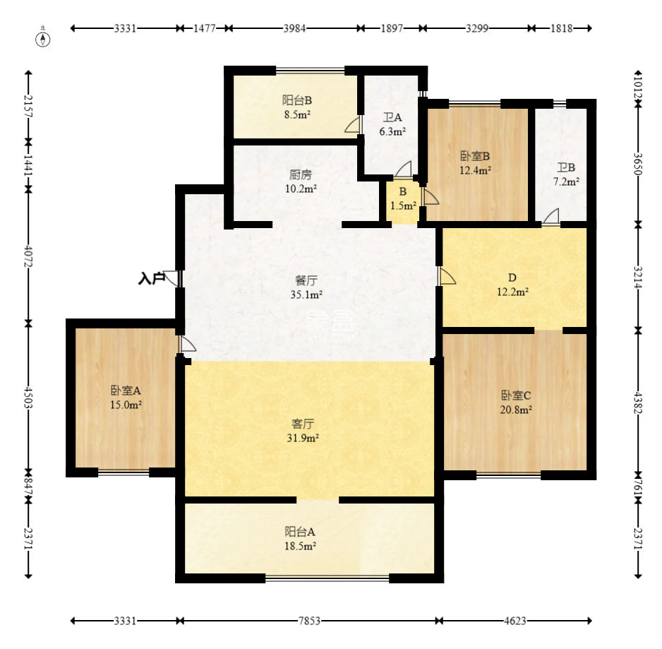 印湘山  4室2廳2衛(wèi)   298.00萬