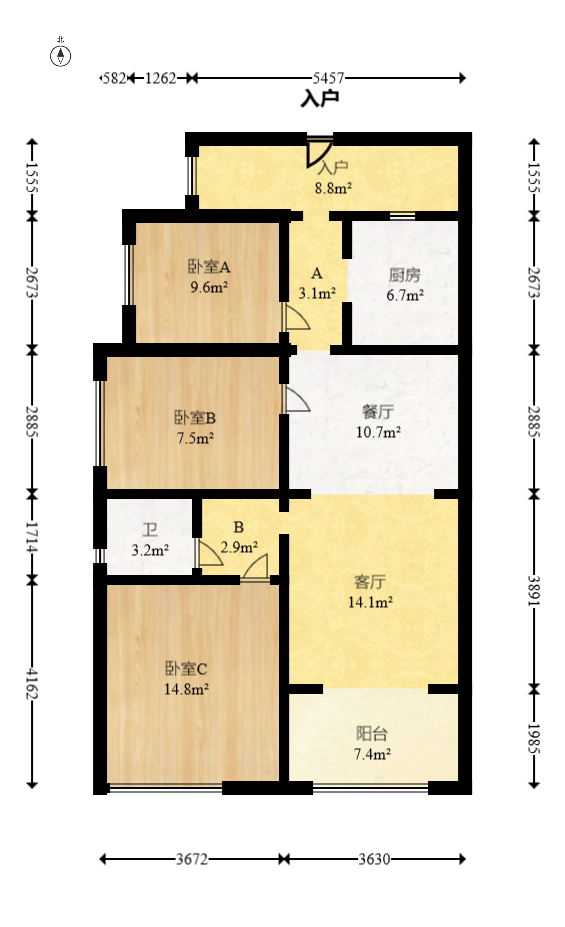 佳兆业水岸新都  3室2厅1卫   58.00万室内图1