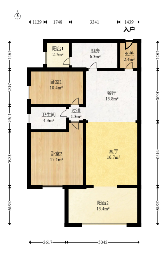 时代倾城三期  2室11厅1卫    68.0万室内图1