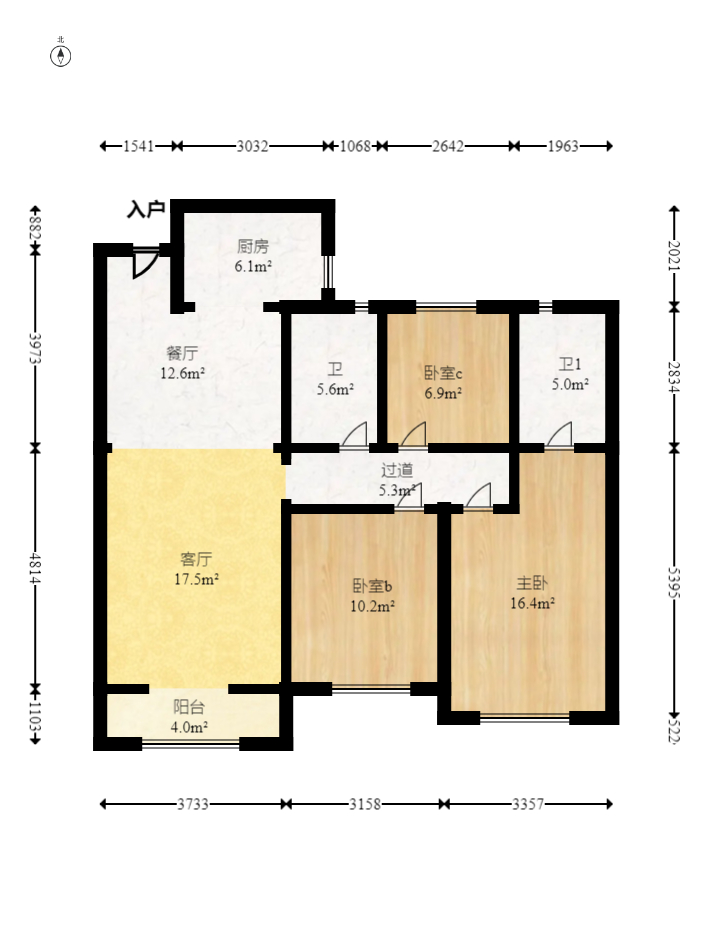 澳海望洲府  3室2厅2卫    52.0万 澳海望洲府  3室2厅2卫    52.0万户型图