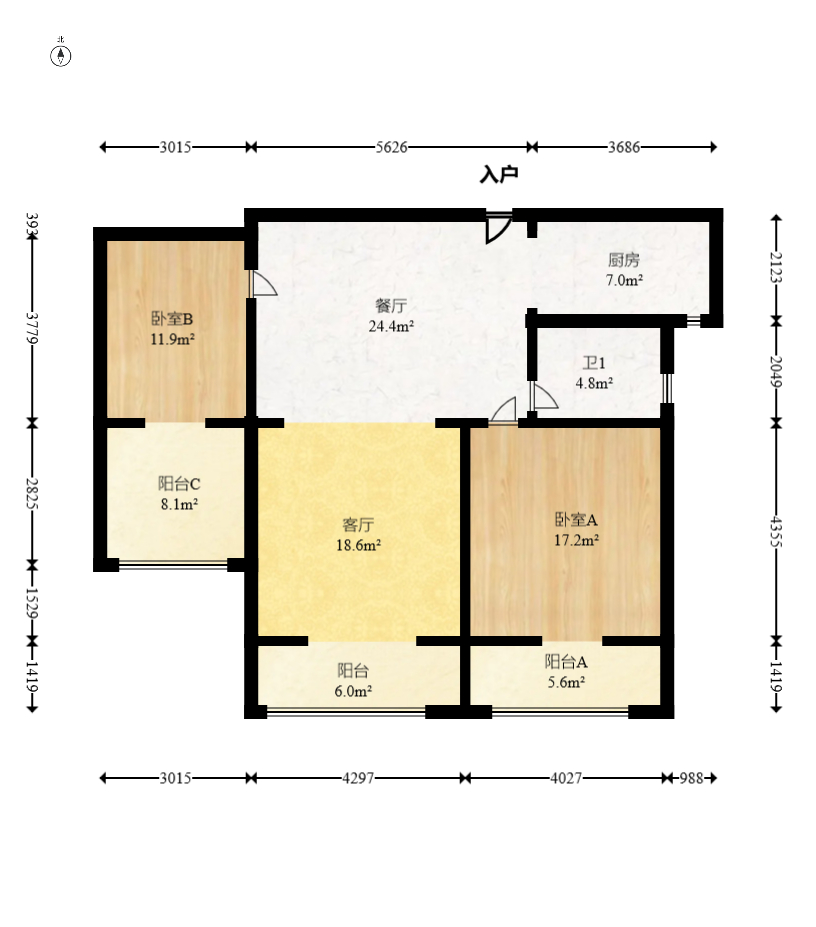 中建麓山和苑  3室2厅1卫   59.80万室内图1