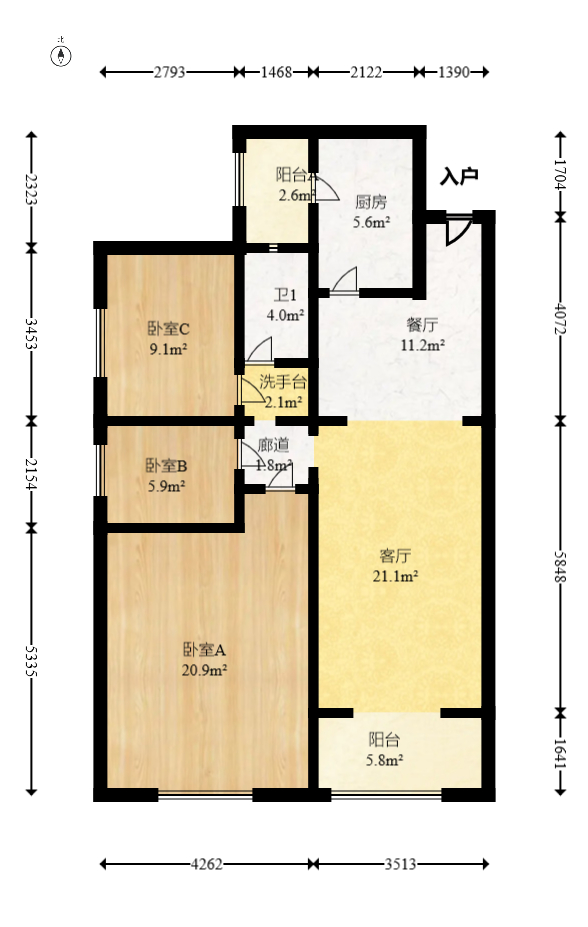 江山帝景哈佛 3室2厅1卫 80.0万 江山帝景哈佛 3室2厅1卫 80.0万户型图