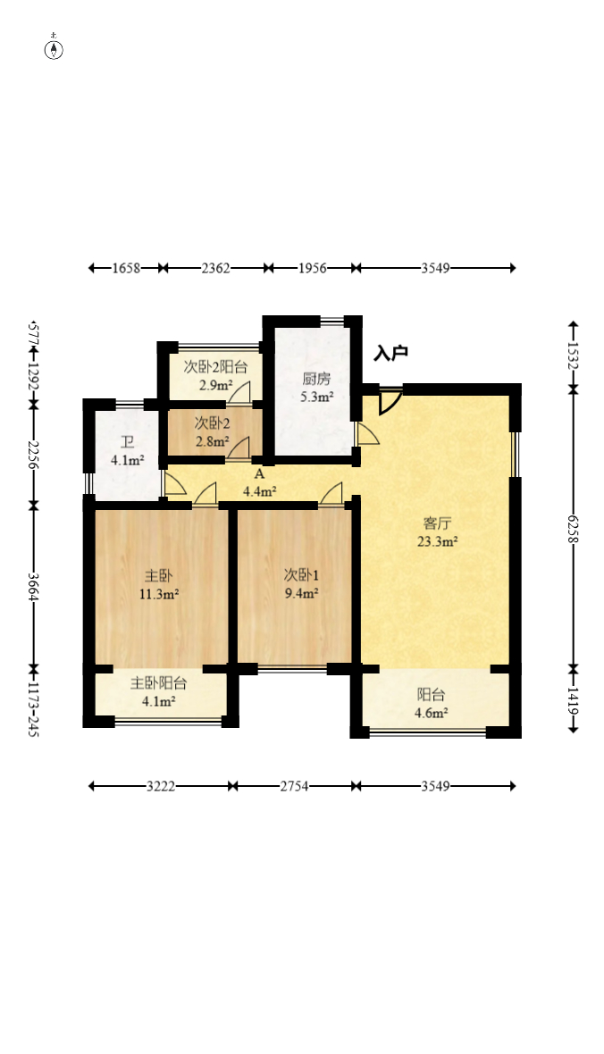 星湖湾一期高层 3室2厅1卫 74.5万 星湖湾一期高层 3室2厅1卫 74.5万户型图