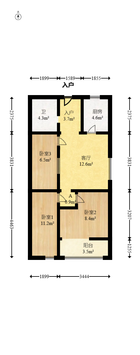 剑桥名门  2室2厅1卫   58.00万室内图1