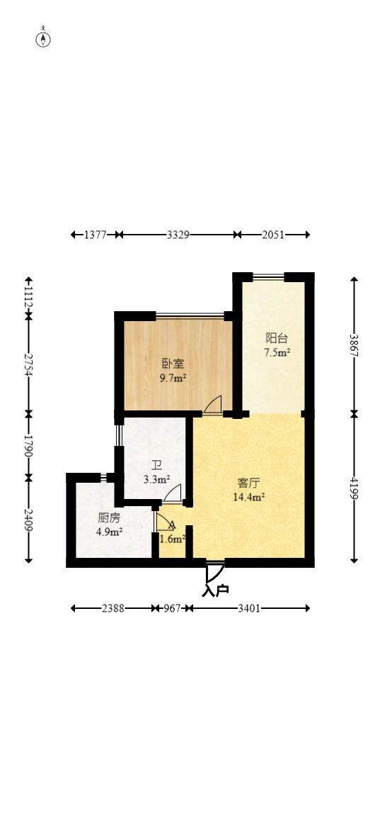 方略城市广场  1室1厅1卫   40.00万室内图1