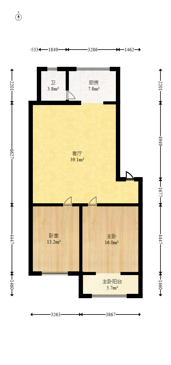 湘绣城  2室2厅1卫   42.80万室内图1