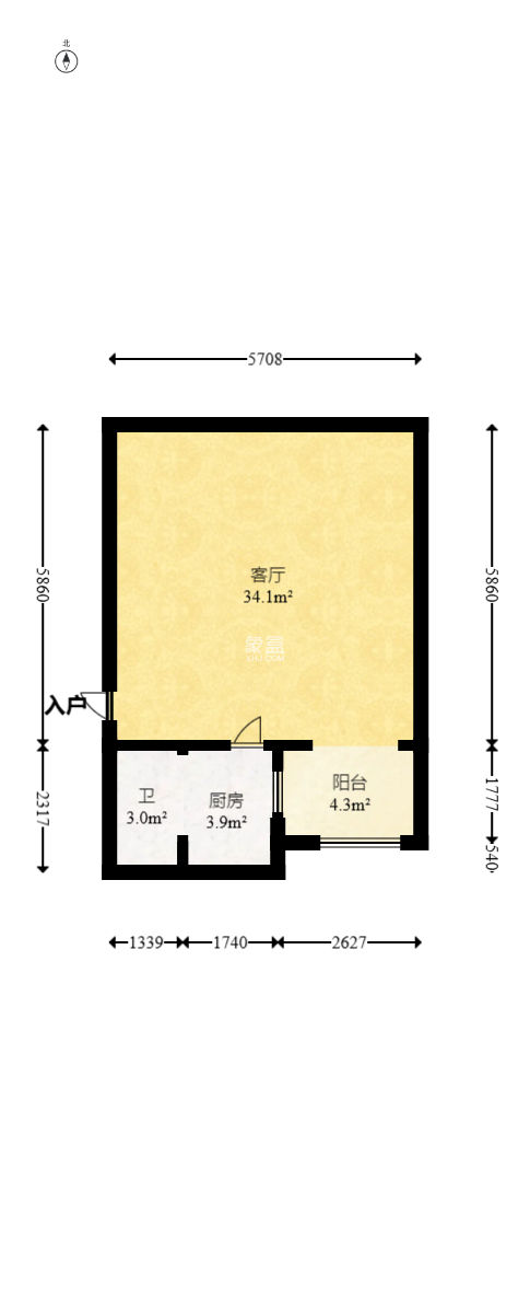 明城公寓  1室1廳1衛(wèi)    24.99萬