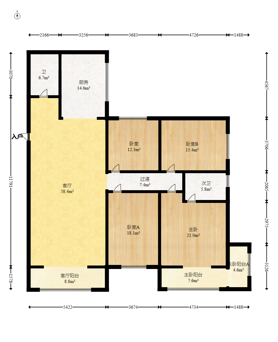 开源鑫苑 4室2厅1卫 107.0万 开源鑫苑 4室2厅1卫 107.0万户型图