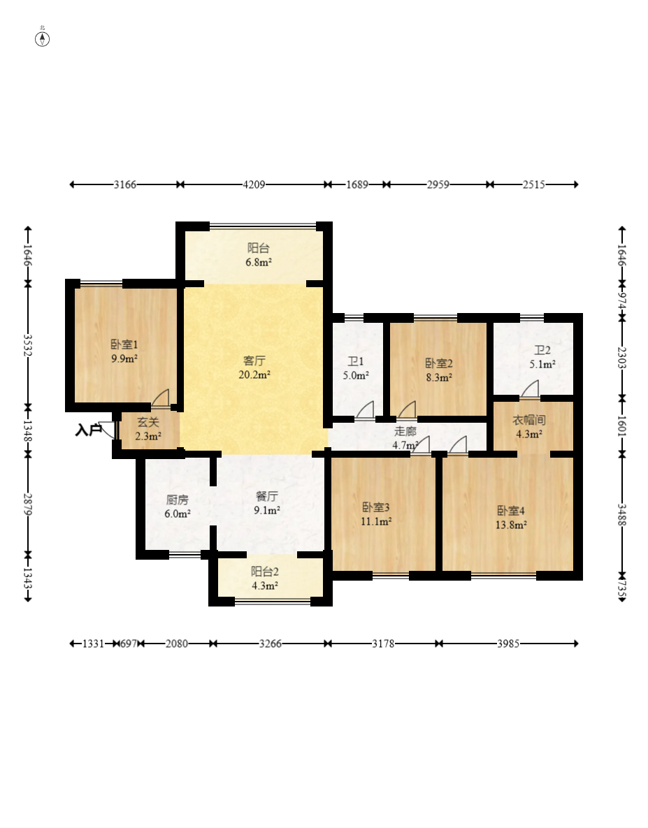 上海城小区 4室2厅2卫 120.0万 上海城小区 4室2厅2卫 120.0万户型图