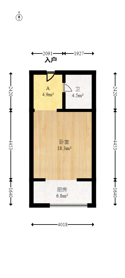 怡海星城  1室1厅1卫   16.00万室内图1