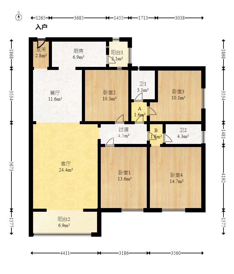 金富湘江悦城  4室2厅2卫    148.0万