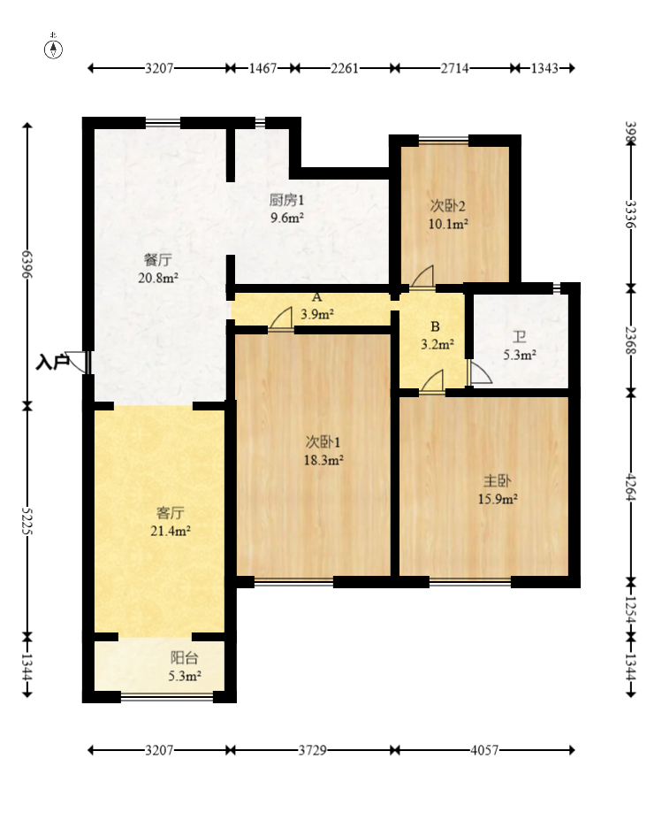 山语城二期  3室2厅1卫    100.0万室内图1