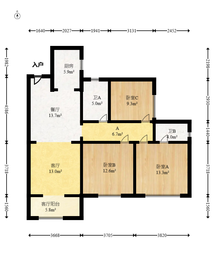 钰龙天下二期（钰龙佳园）  3室2厅2卫   280.00万室内图1
